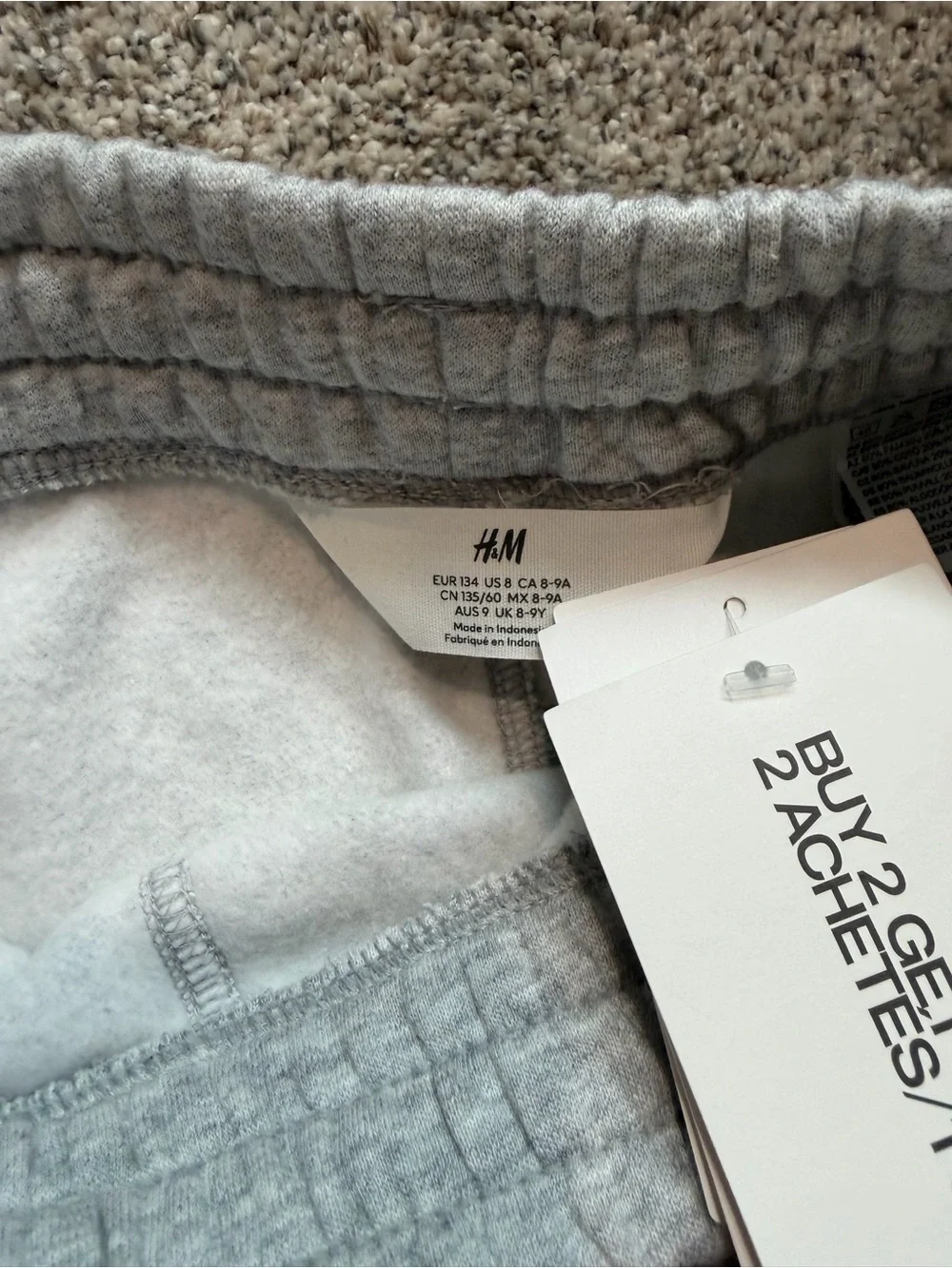Kids Light Gray Sweats Jogger Pants NEW 8-9 years